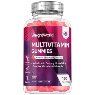 Image of Multivitamin Gummies for Women &amp; Men 2 Months Supply 13 Multivitamins Minerals 120 Vitamin With C, A, D, B, Biotin Zinc Strawberry Flavoured Chewable Adults