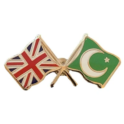 Image of Union Jack &amp; Islam Flags Friendship Courtesy enamel Lapel Pin Badge T1050