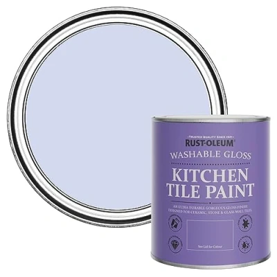 Image of Rust Oleum Purple Water Resistant Kitchen Tile Paint in Gloss Finish Be My Mermaid 750ml