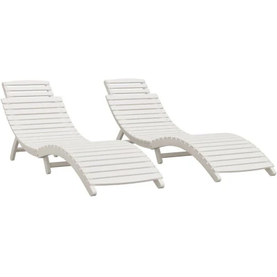Image of vidaXL Sun Loungers 2 pcs White 184x55x64 cm Solid Wood Acacia