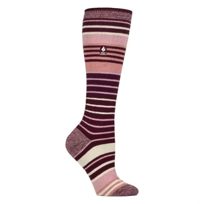 Image of HEAT HOLDERS LITE Ladies Thermal Ultra Thin Funky Ski Socks Knee High Length with Padded Heel &amp; Toe (UK, Numeric, 4, 8, Regular, Cabernet/Rose)