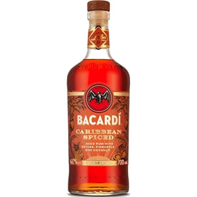 Image of BACARDÍ Caribbean Spiced, 40% vol., 70cl / 700ml, Premium Blend of Aged Rum, Spices, Coconut and Pineapple, Ideal for Making Tropical Cocktails