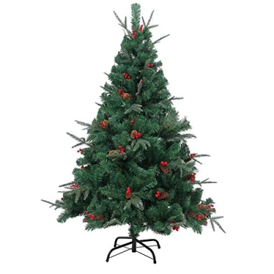 Image of SHATCHI 8ft/240Cm Nordic Fir Artificial Christmas Tree Naturally Decorated with Pine Cones and Barries Frosted Tips, Green, 8Ft