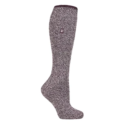 Image of HEAT HOLDERS Ladies Long Leg Reinforced 2.9 TOG Outdoor Merino Wool Thermal Socks for Winter (4 8, Wine)