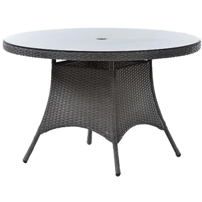 Image of BrackenStyle Oasis Rattan Circular Glass Table 120cm Diameter Commercial Garden Durable Cafe And Bistro 4 Seater (Table Only)