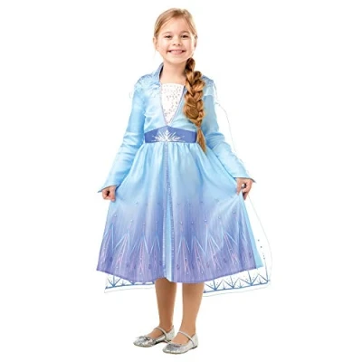 Image of Rubie&#039;s Official Disney Frozen 2, Elsa Classic Travel Dress, Childs Costume, Size Age 9 10 Years
