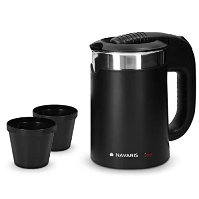 Image of Navaris Travel Kettle Electric 0.5 Litre Small with Dual Walls and Boil Dry Protection 1100W Holiday Kettles 2 Cups
