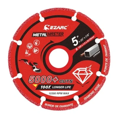 Image of EZARC Diamond Cutting Wheel 125mm x 22.23mm for Metal, Cut Off with 5000+ Cuts on Rebar, Steel, Iron and INOX