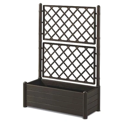 Image of HERSTERA 10014400 Planter with trellis, dark brown, 100 x 43 142 cm
