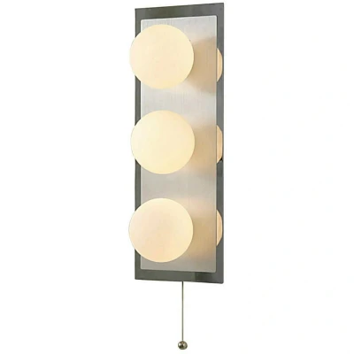 Image of IP44 Globe Wall Lamp Pull Cord Switch 3 Light G9 In Polished Chrome