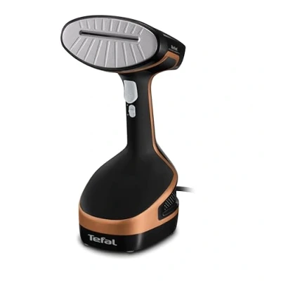 Image of Tefal Access Steam+ Handheld Clothes Steamer, No Ironing Board Needed, 2 Steam Levels, Sanitising Steam, Black &amp; Rose Gold, DT8103