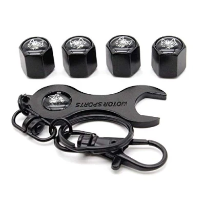 Image of HIGGER 5Pcs/Set Wolf Style Anti theft Emblem Auto Car Wheel Tire Air Valve Caps With Wrench Keychain Zinc Alloy Stem Dust Cover Accessories