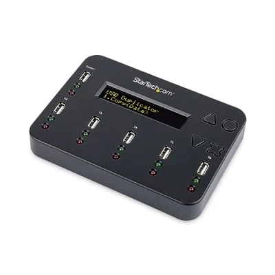 Image of StarTech.com Standalone 1 to 5 USB Thumb Drive Duplicator &amp; Eraser, Multiple Flash Copier, System File and Sector by Copy, 1.5 GB/min, Single / 3 Pass Erase, LCD Display (USBDUP15)