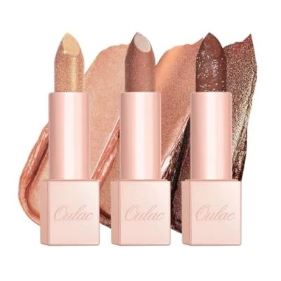 Image of Oulac Pink Glitter Moisturising Lipstick Set Nude Brown Shimmer Lipsticks for Women, Hydrating &amp; Smooth, Diamond Finish, Creamy Sparkling Formula(PG13+PG06+D06)