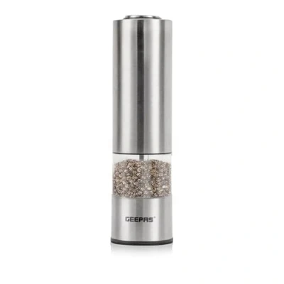 Image of Geepas Electric Salt &amp; Pepper Mill Battery Powered, One Handed Operation, LED Light Adjustable Coarseness, Automatic Motorized Grinder for Salt, Pepper, and More Fine or Coarse Grinding Options