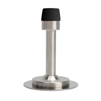 Image of Self Adhesive Wall Mounted Door Stop,Stainless Steel Doorstop Protect Walls from Slamming Doors,No Drill,with Sound Dampening Bumper Top Silver