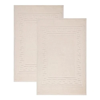 Image of Superior Hotel &amp; Spa Quality Bath Mat Set of 2, Made Long Staple Combed Cotton, Durable and Washable Bathroom 2 Pack Ivory, 22&quot; x 35&quot; each