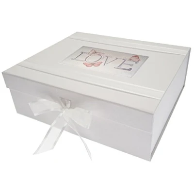 Image of White Cotton Cards, Love Large Keepsake Box, Vintage Butterflies, LV2X, Board, 27.2 x 32 11 cm