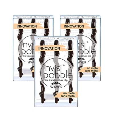 Image of 9 x Invisibobble Waver Pretty Dark Brown Strong Grip Hair Clips For Women and Girls Secure Close &amp; Non Slip Styling Sectioning Suitable Thick Thin Small