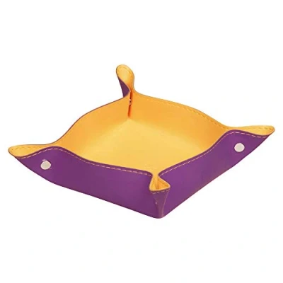 Image of RHODIA 318950C Purple Reversible Tidy Box 12x12x4.5 cm Orange Saddle Stitching, Magnetic Corners Faux Leather Rhodiarama Home Office Collection Organization &amp; Designer Storage