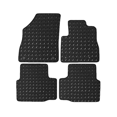 Image of Lusso Rubber Mats for Car Tailored/Compatible to Vauxhall Astra K MK7 2015 Onwards Heavy Duty 3mm 4 Piece Set (Silver Edging)