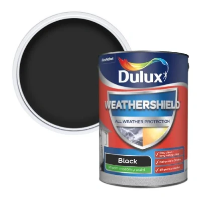 Image of Dulux Weathershield Smooth Masonry Paint Black 5L
