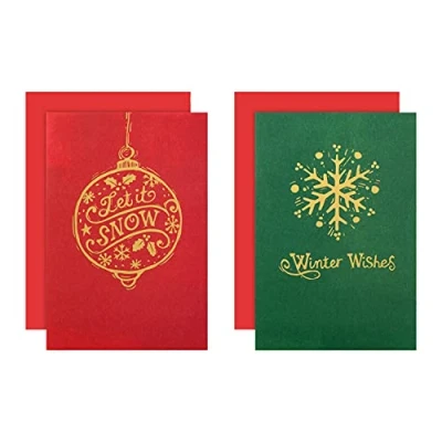 Image of Hallmark Charity Christmas Cards Pack of 12 in 2 Metallic Festive Designs