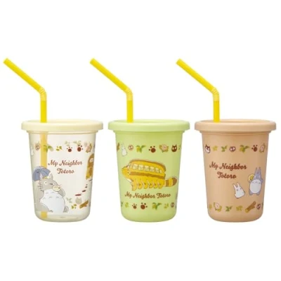 Image of Skater SIH2ST A Tumbler with Straw, 8.1 fl oz (230 ml), 3 Pieces, My Neighbor Totoro Cat Bus, Studio Ghibli, Made in Japan