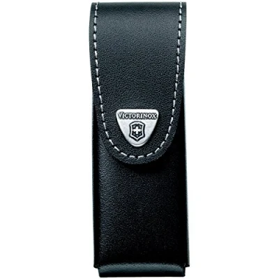 Image of Victorinox Leather Belt Pouch with Hook and Loop Fastener, 9.8 cm Length x 3.7 Height, Black