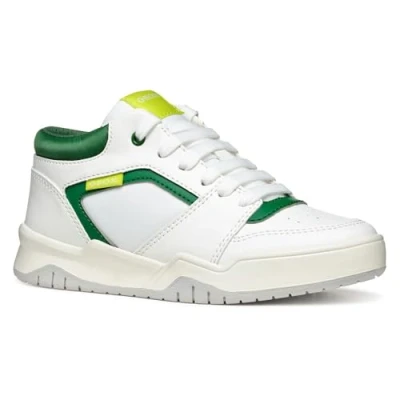 Image of Geox J Perth BOY A Sneaker, White/Green, 3.5 UK