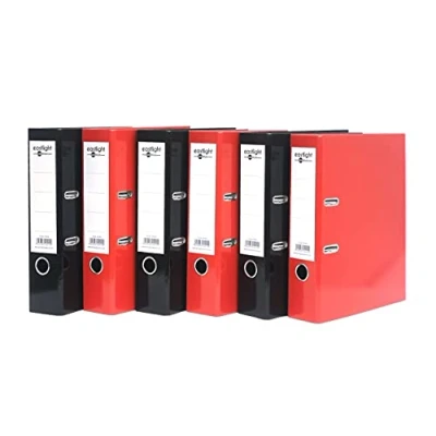 Image of Eastlight 3 Black &amp; Red A4 Bright Colour Lever Arch File, Pack of 6
