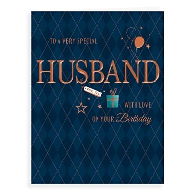Image of Piccadilly Greetings Avant Garde Studios Birthday Card Husband 8 x 6 inches, H90044,bluebeige
