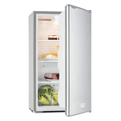 Image of Klarstein Beerkeeper Free Standing Fridge Freezer, 92 L Capacity, 60 watt Rated Power, 83 cm high, 3 compartments, Vegetable Compartment, 7 Stage Thermostat, Quiet, Silver