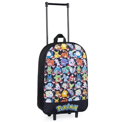 Image of Pokemon Kids Foldable Trolley Suitcase 39 x 27cm, 10.5 litres 2 Wheels (Black AOP)