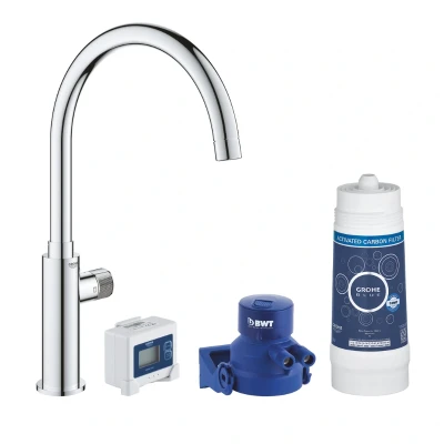 Image of Grohe Blue Pure Mono Tap Starter Kit C Spout Chrome (30387000)