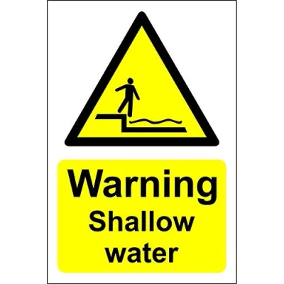 Image of Warning shallow water Safety sign 3mm Aluminium 300mm x 200mm