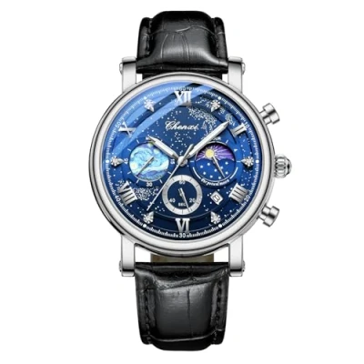 Image of JewelryWe Men’s Sub dials Leather Watch Multifunctional Starry Sky Dial Luminous Quartz Calendar Waterproof Wristwatch
