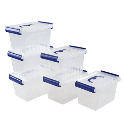 Image of Bblina Clear Plastic Storage Boxes, 3 Liter Small Boxes with Lids, 6 Pack