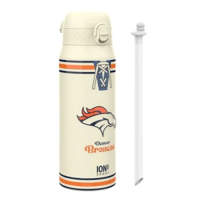 Image of Ion8 NFL Broncos Sports Thermal water Bottle with Removable Straw, 750ml/24oz, Leak proof Vacuum Insulated Drinking Bottle, Easy to Open, Secure Lock, Dishwasher Safe, Flip Cover, Metal