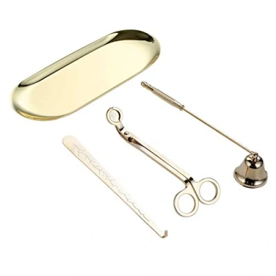 Image of MUXSAM 4pcs Candle Snuffer,Candle Wick Trimmer,Candle Tray &amp; Core Hook Accessory Set Care kit Stainless Tools Pack