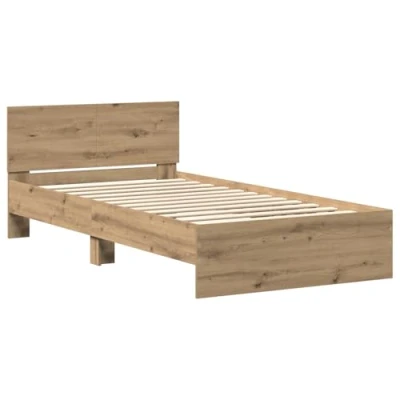 Image of vidaXL Bed Frame with Headboard Artisan Oak 100 x 200 cm