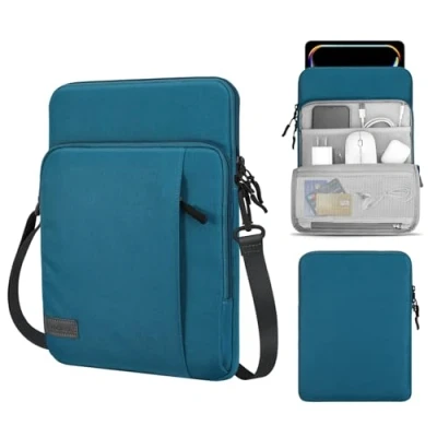 Image of MoKo 12.9 Inch Tablet Sleeve Bag Carrying Case with Pockets Fits 13 New iPad Pro M4 &amp; Air M2 2024, M2&amp;M1, Surface Laptop Go 12.4&quot;, Galaxy Tab S8+/S9+ Peacock Blue