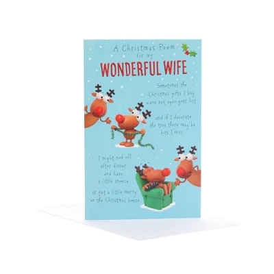 Image of UK Greetings Christmas Card for Wife Funny Design