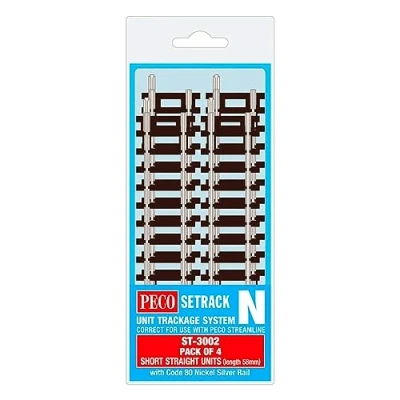 Image of Peco Oo/Ho Setrack 4 X St 2 Short Straight, 58Mm Long