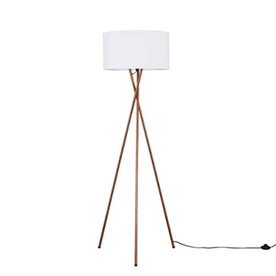 Image of MiniSun Modern Copper Metal Floor Lamp with a White Shade Lamps &amp; Torchieres, Home Décor Improvement Essential Includes 6W LED Bulb [3000K Warm White]