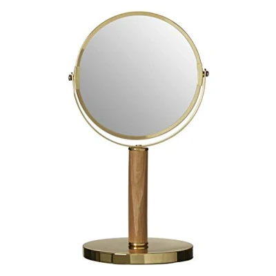 Image of Premier Housewares Vanity Mirror, Bathroom, Makeup, Rubberwood, Cassini Gold