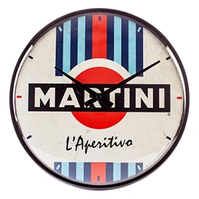 Image of Nostalgic Art Martini L&#039;Aperitivo Gift Idea for Cocktail Fans, Large Kitchen Clock, Vintage Design Decoration, Diameter 31 cm