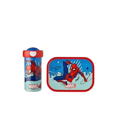 Image of Mepal Lunch Set Campus for Children with School Beaker &amp; Box or On The Go Dishwasher Safe BPA Free 300 ml + 750 Spiderman