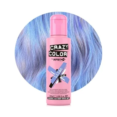 Image of Crazy Color Pastel Lilac Semi Permanent Hair Dye. Highly Pigmented Blueish Conditioning &amp; Oil Nourishing Vegan Formula No Bleach or Ammonia 100ml