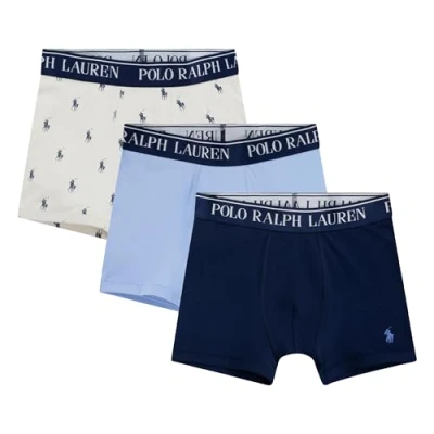 Image of POLO RALPH LAUREN Boys&#039; 3 Pack Boxer Briefs, Blue/White Aop, XL